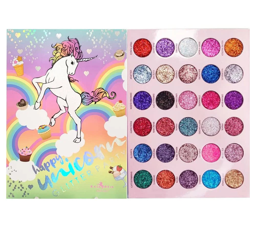 Unicorn Glitter Eyeshadow Palette - 30 Shades
